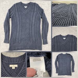 LL Bean Signature MENS  Small 100% Cotton Fisherman Cableknit Crewneck Sweater